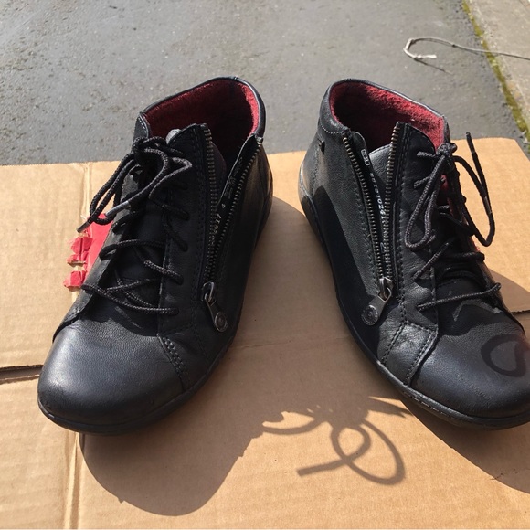 Remonte Womens Black Zip Lace Up Leather Booties Size 39/8.5US - Picture 6 of 14